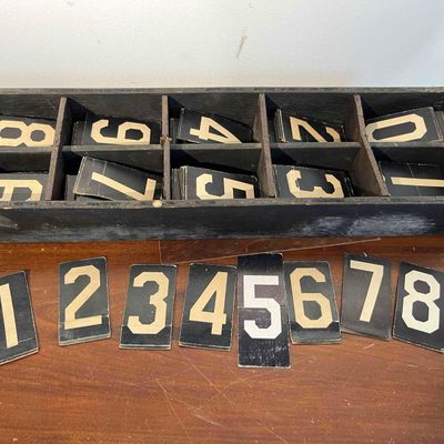 Sale Photo Thumbnail #574: Number Cards in Divided Wood Crate