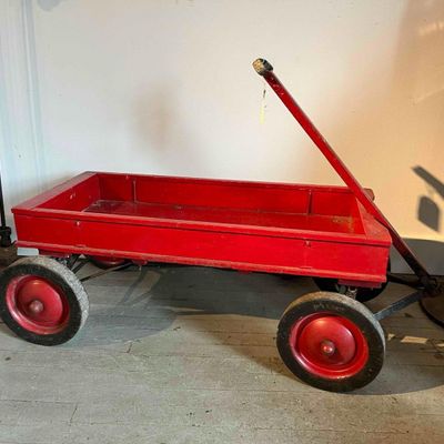 Sale Photo Thumbnail #614: Roadmaster Wooden Wagon w/ Coil Spring