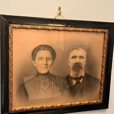 Sale Photo Thumbnail #491: 19th/20th C. Crayon Portrait of Couple
