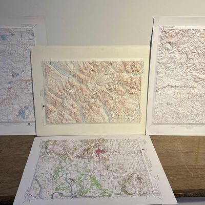 Sale Photo Thumbnail #69: Set 4 A.J. Nystrom & Co. 3D Relief Maps
