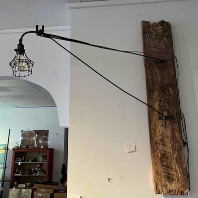 Sale Photo Thumbnail #395: Industrial Wall Swing-Arm Lamp w/ Wood