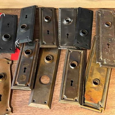 Sale Photo Thumbnail #338: 12 Metal Door Escutcheon Plates