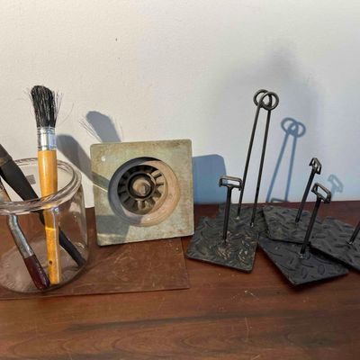 Sale Photo Thumbnail #535: North Carolina Glass Jar & Steel Stands