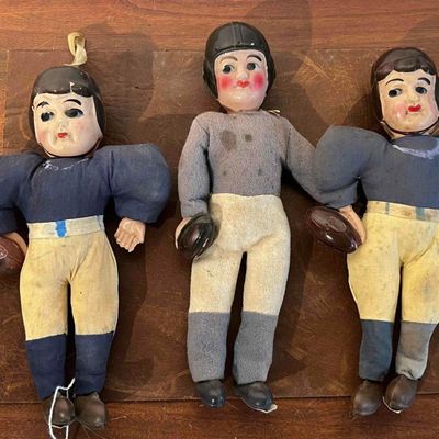 Sale Photo Thumbnail #260: 3 Japanese Celluloid Football Dolls