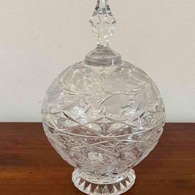 Sale Photo Thumbnail #207: Footed Crystal Rose Intaglio Candy Jar
