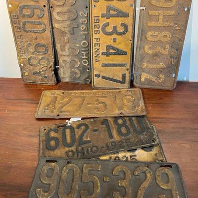 Sale Photo Thumbnail #587: 8 PA, OH & NY License Plates 1923-1942