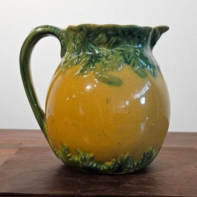 Sale Photo Thumbnail #249: Majolica Oak Leaf Relief Pitcher