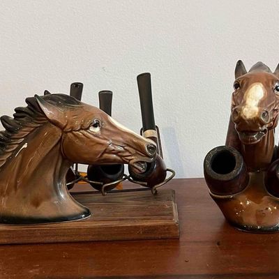 Sale Photo Thumbnail #216: Horse Head Ceramic Pipe Holders & Pipes