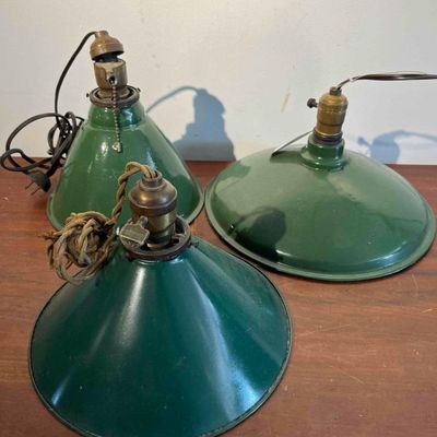 Sale Photo Thumbnail #597: 3 Bryant Green Porc. Enamel Pendants