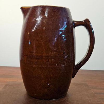 Sale Photo Thumbnail #250: Dark Brown & Cream Stoneware Pitcher