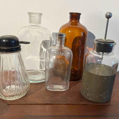 Sale Photo Thumbnail #531: 5 Glass Vessels w/ Leyden Jar & Corning