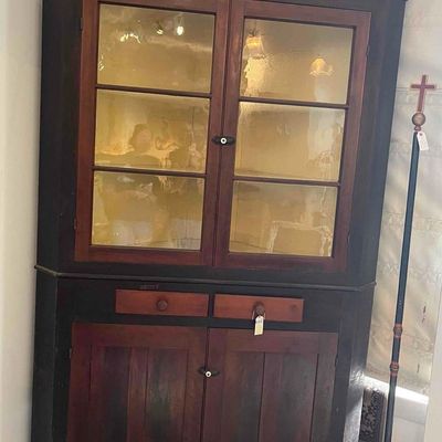 Sale Photo Thumbnail #206: American Painted 2-Part Corner Cupboard