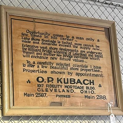Sale Photo Thumbnail #182: O.P. Kubach Cleveland Realty Wood Sign