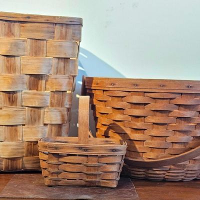 Sale Photo Thumbnail #218: 3 Longaberger Woven Wood Splint Baskets