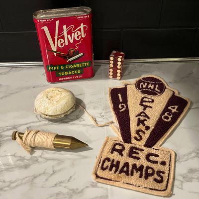 Sale Photo Thumbnail #224: Chenille Patch & Velvet Tobacco Tin