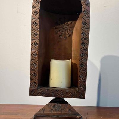 Sale Photo Thumbnail #439: Hammered Copper Pedestal Candle Nicho
