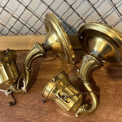 Sale Photo Thumbnail #351: Pair Brass Wall Sconces