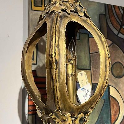 Sale Photo Thumbnail #728: Brutalist Torch Cut Metal Chandelier