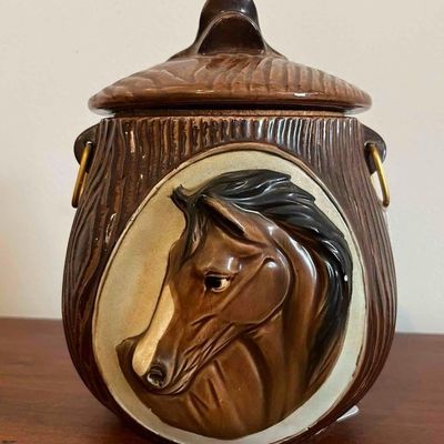 Sale Photo Thumbnail #215: Earthenware Faux Bois Horse Humidor