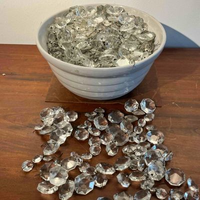 Sale Photo Thumbnail #550: Chandelier Crystals in Ceramic Bowl