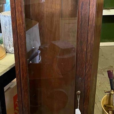 Sale Photo Thumbnail #608: Tiger Oak Arched Glass Display Cabinet