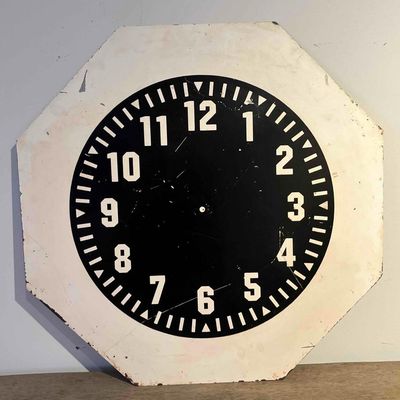 Sale Photo Thumbnail #84: Octagonal Industrial Metal Clock Face