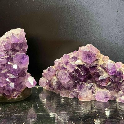 Sale Photo Thumbnail #118: Pair Amethyst Crystal Cluster Specimens