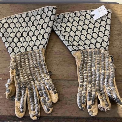 Sale Photo Thumbnail #99: Pair Theatrical Scale Brocade Gauntlets
