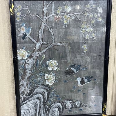 Sale Photo Thumbnail #653: Song Zihui Chinese Applique Birds Panel