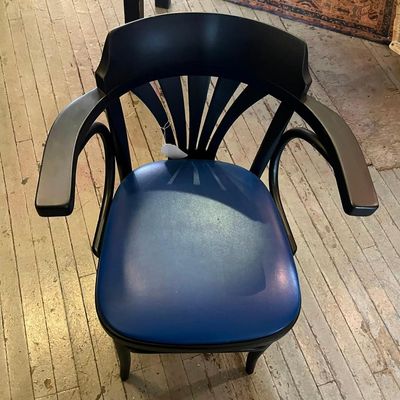 Sale Photo Thumbnail #641: Black Bentwood Fan Back Armchair, Vinyl