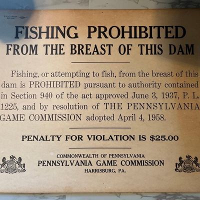 Sale Photo Thumbnail #650: 1958 PA Game Commission No Fishing Sign