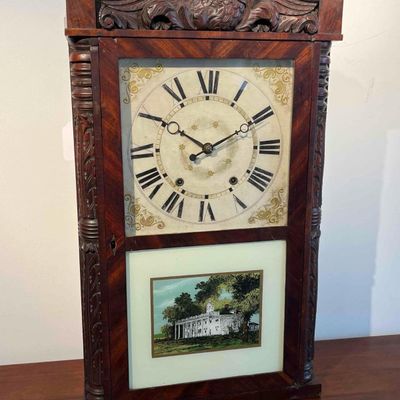 Sale Photo Thumbnail #555: American Carved Mahogany Eagle Clock