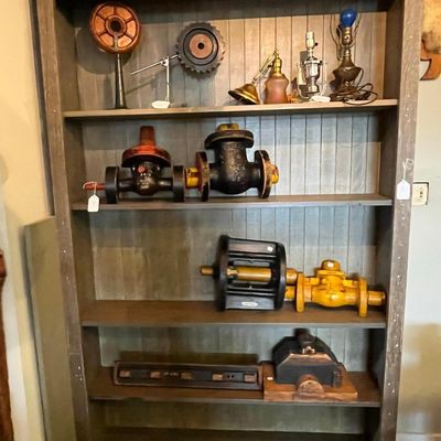 Sale Photo Thumbnail #571: Rustic Industrial Gray Open Bookcase