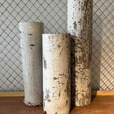 Sale Photo Thumbnail #303: Set 3 Graduated Distressed Wood Columns