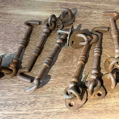 Sale Photo Thumbnail #337: Set 6 Iron Cabin Hook & Eye Latches