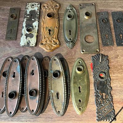 Sale Photo Thumbnail #344: 16 Cast Metal Door Escutcheons