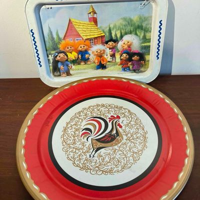 Sale Photo Thumbnail #391: Pair 1992 Norfin Trolls Litho Tin Trays
