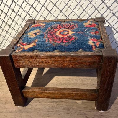 Sale Photo Thumbnail #43: Mission Style Oak Footstool w/ Carpet