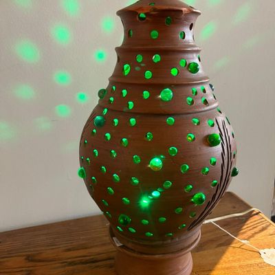 Sale Photo Thumbnail #140: Pierced Terracotta Lamp & Glass Marbles