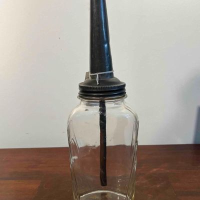 Sale Photo Thumbnail #261: Glass Oil Bottle w/ Metal Spout