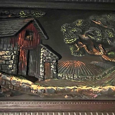 Sale Photo Thumbnail #174: Americana Rural Scene Polychrome Relief