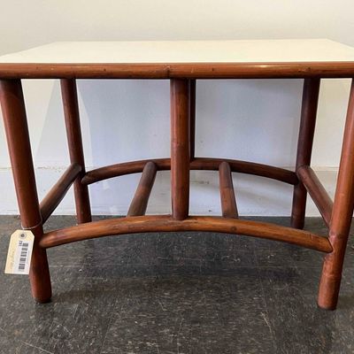 Sale Photo Thumbnail #191: Mid-Century Rattan/Laminate Side Table