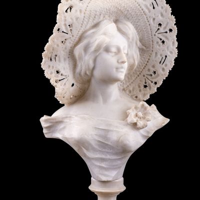 A. Cipriani (ITL 1857-1941) Carved Alabaster Bust