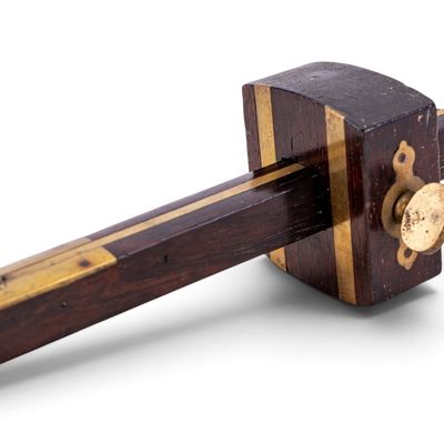 19th Century Brass & Dark Wood Carpenter's Scribe