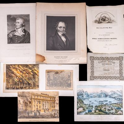 Currier Lithographs, 19th C Certificates, & More