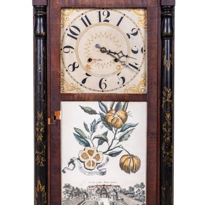 American Federal Clock w/ Reverse Painted Glass