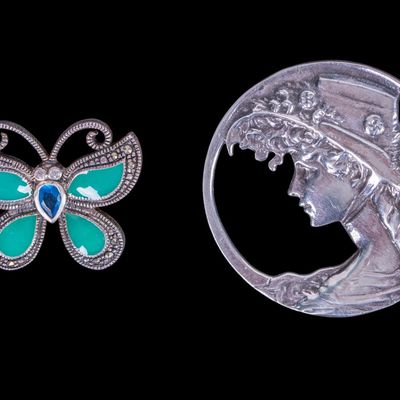 Vintage Sterling Figural Brooch Pair