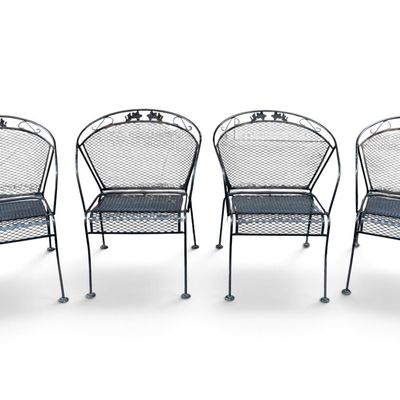 Set of 4 Vintage Iron Patio Chairs