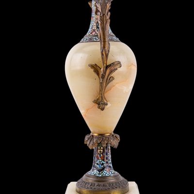 Onyx, Bronze, & Cloisonne Table Lamp