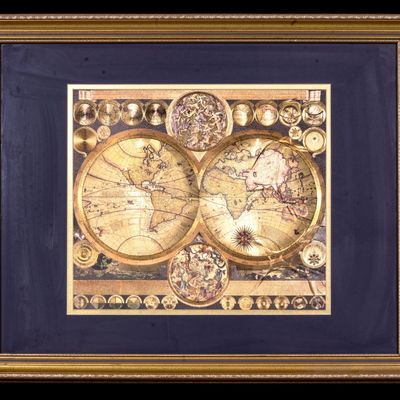 Framed Gold Foil Print of Planisphaerium Terrestre